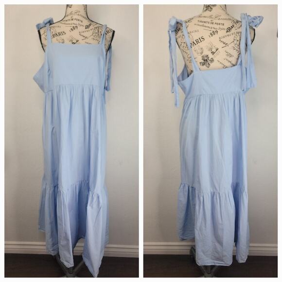 The Frolic Plus Popling Midi Dress SZ 14 Dusty Blue Layered Cottage Lagenlook - Picture 1 of 9
